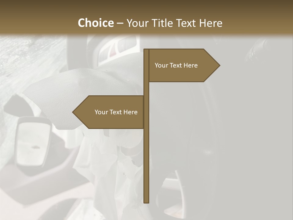 Look Inside A Wrecked Car With Airbag Deployed PowerPoint Template