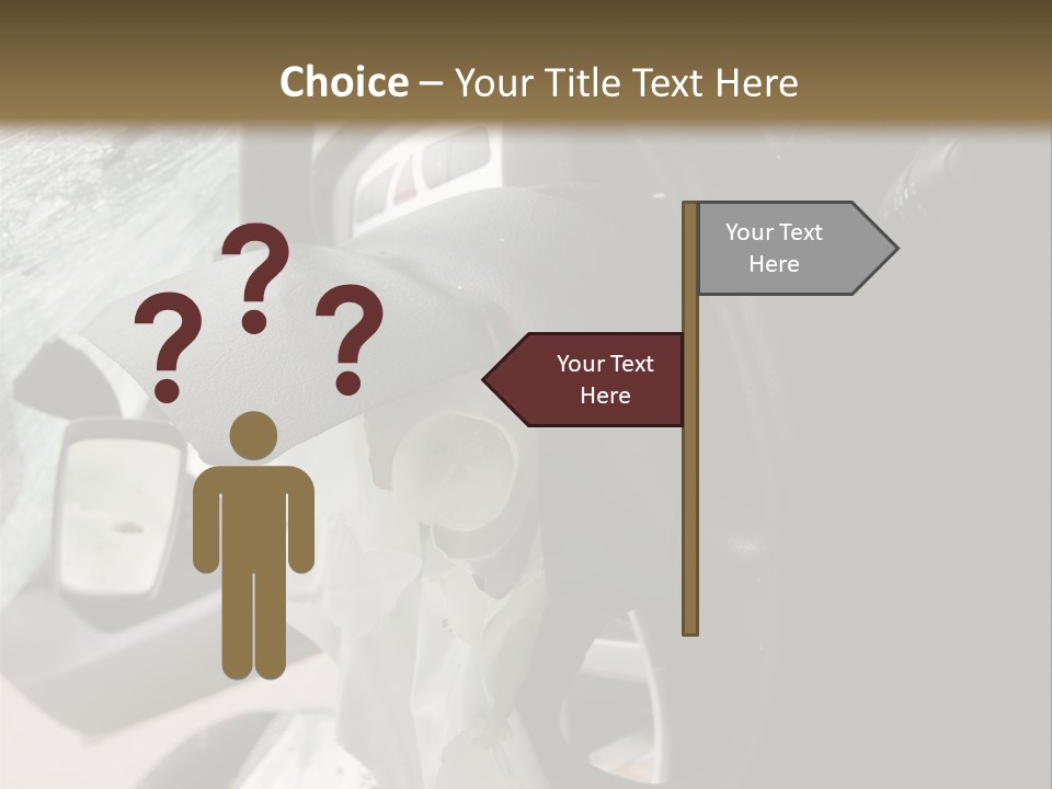 Look Inside A Wrecked Car With Airbag Deployed PowerPoint Template