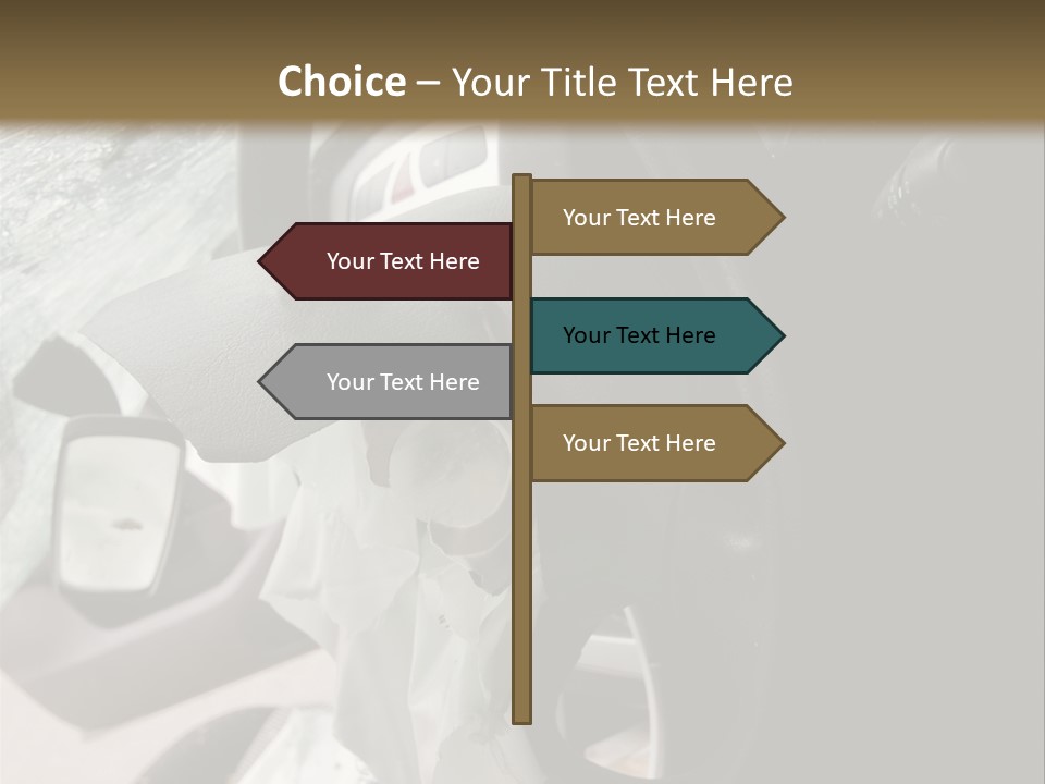 Look Inside A Wrecked Car With Airbag Deployed PowerPoint Template