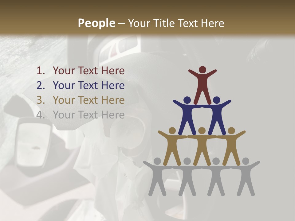 Look Inside A Wrecked Car With Airbag Deployed PowerPoint Template