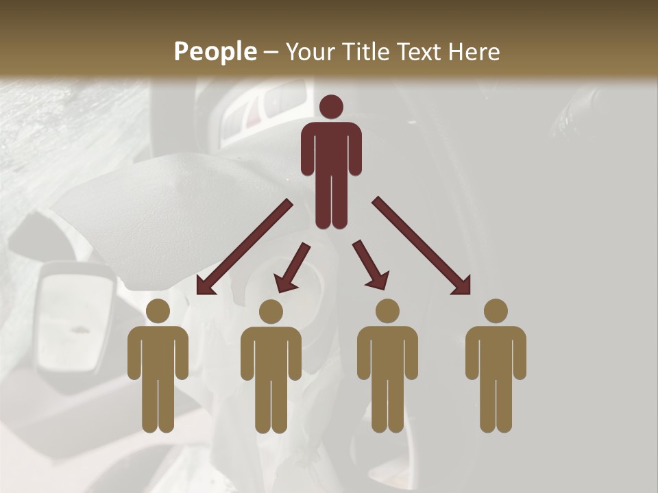 Look Inside A Wrecked Car With Airbag Deployed PowerPoint Template