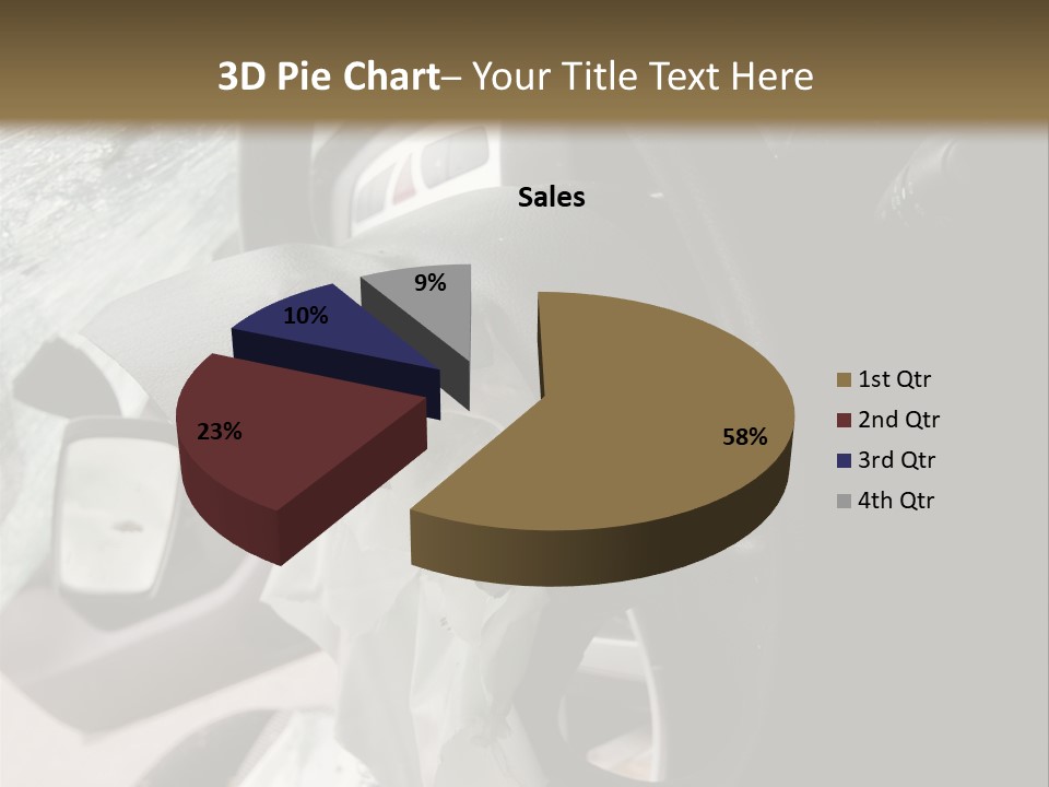 Look Inside A Wrecked Car With Airbag Deployed PowerPoint Template