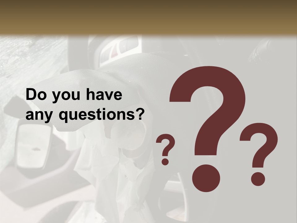 Look Inside A Wrecked Car With Airbag Deployed PowerPoint Template