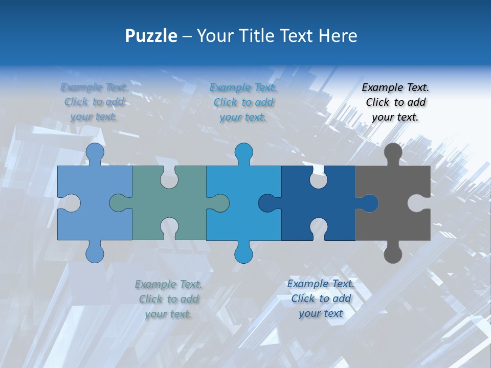 Abstract Background With Blue Plastic Blocks, High Quality 3D Render, Isolated On White PowerPoint Template