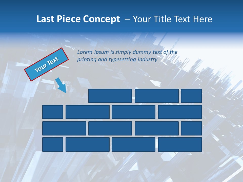 Abstract Background With Blue Plastic Blocks, High Quality 3D Render, Isolated On White PowerPoint Template