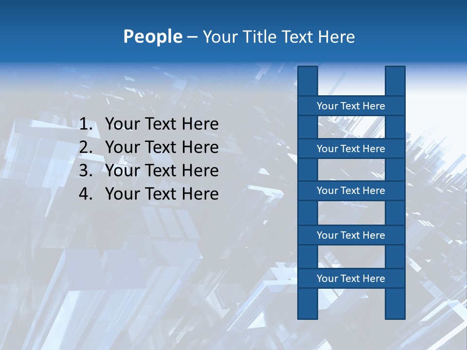 Abstract Background With Blue Plastic Blocks, High Quality 3D Render, Isolated On White PowerPoint Template