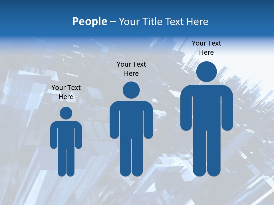 Abstract Background With Blue Plastic Blocks, High Quality 3D Render, Isolated On White PowerPoint Template