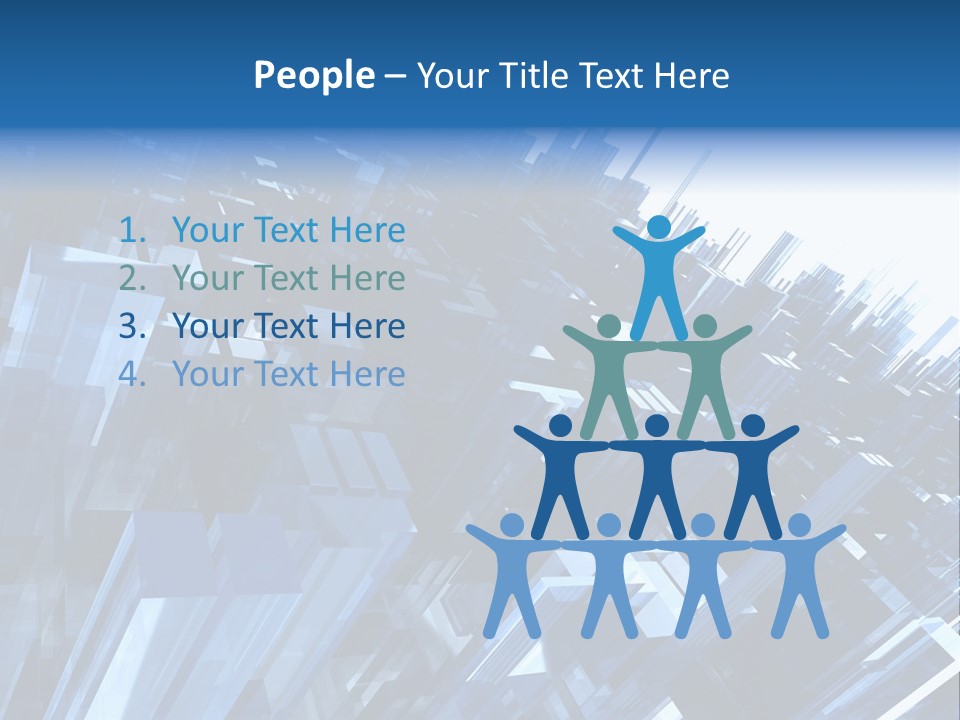 Abstract Background With Blue Plastic Blocks, High Quality 3D Render, Isolated On White PowerPoint Template