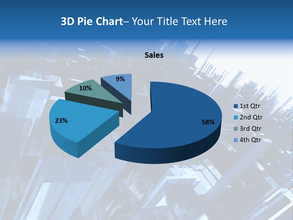 Abstract Background With Blue Plastic Blocks, High Quality 3D Render, Isolated On White PowerPoint Template