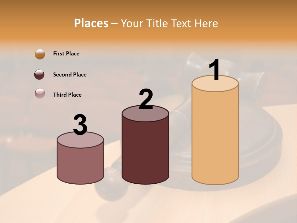 A Judge's Gaven Sitting On Top Of A Table In Front Of A PowerPoint Template