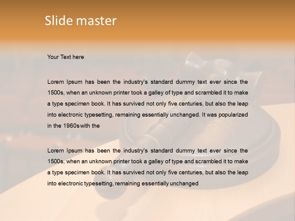 A Judge's Gaven Sitting On Top Of A Table In Front Of A PowerPoint Template