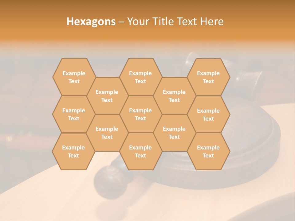 A Judge's Gaven Sitting On Top Of A Table In Front Of A PowerPoint Template