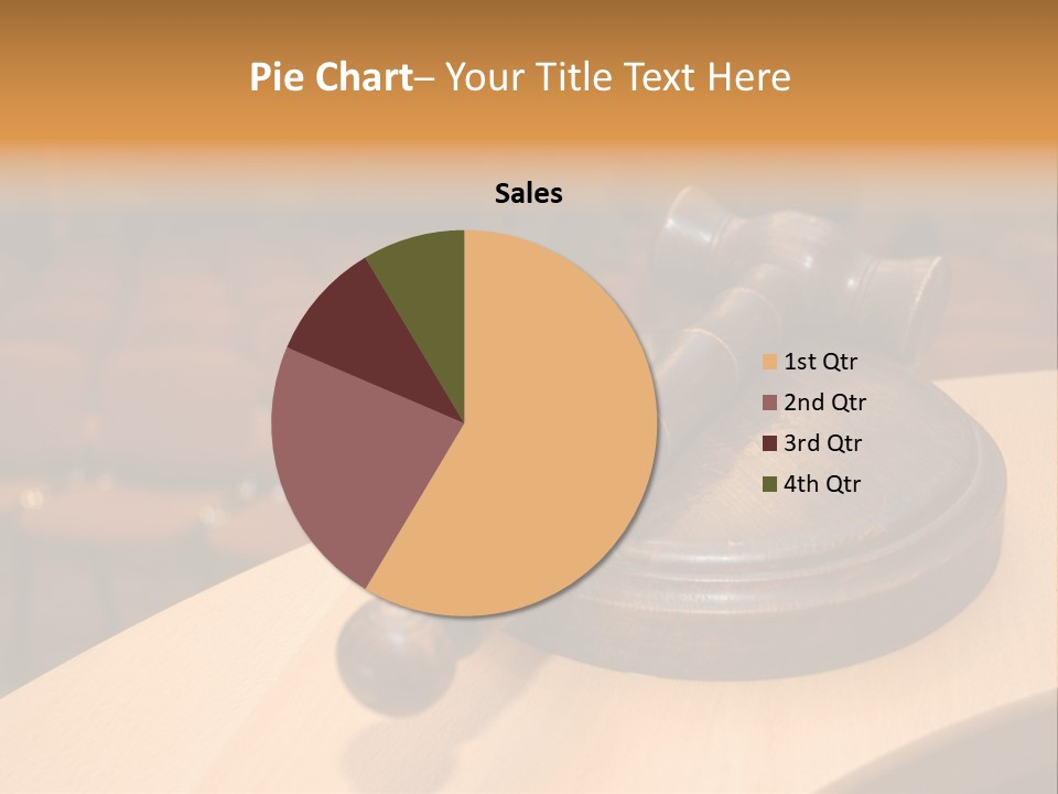 A Judge's Gaven Sitting On Top Of A Table In Front Of A PowerPoint Template