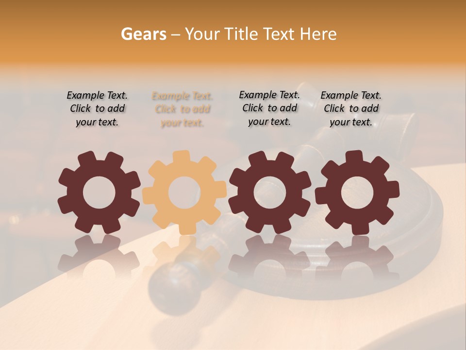 A Judge's Gaven Sitting On Top Of A Table In Front Of A PowerPoint Template