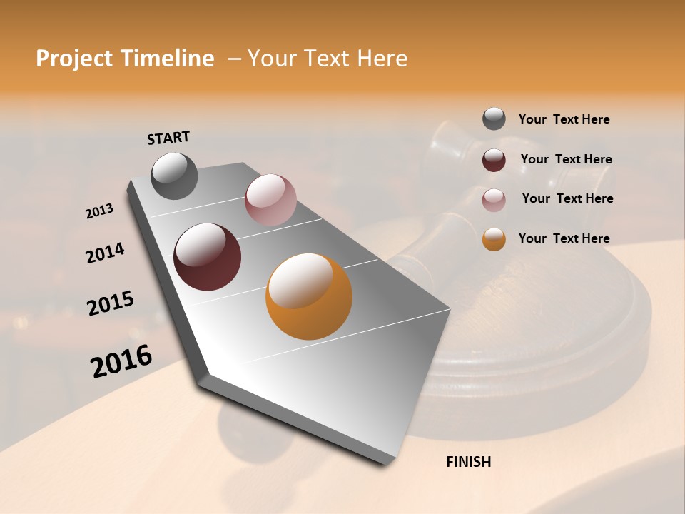 A Judge's Gaven Sitting On Top Of A Table In Front Of A PowerPoint Template