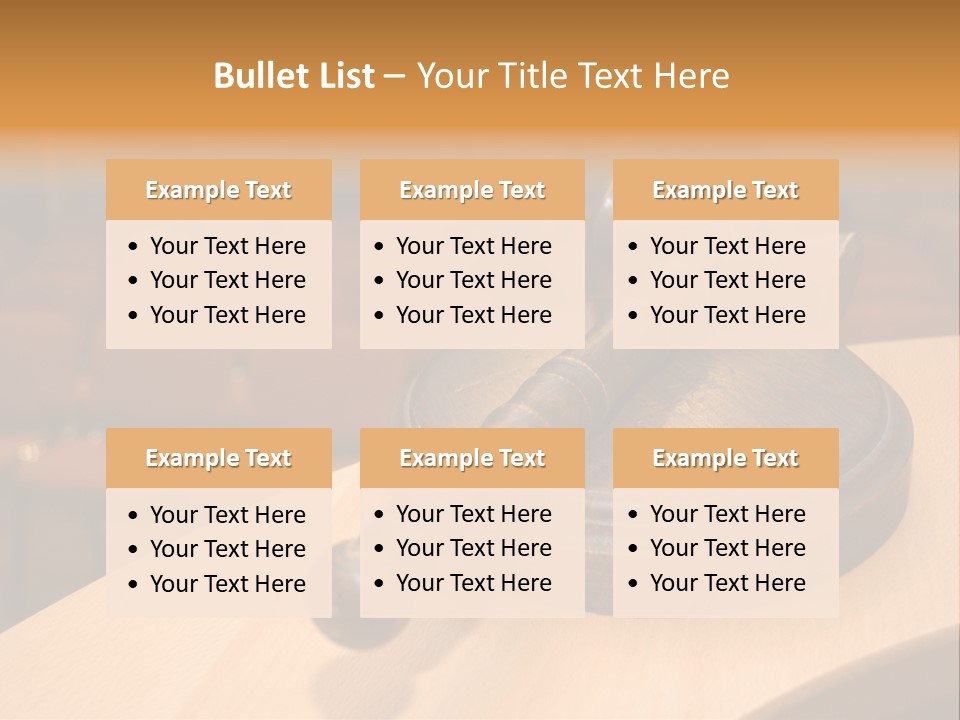 A Judge's Gaven Sitting On Top Of A Table In Front Of A PowerPoint Template