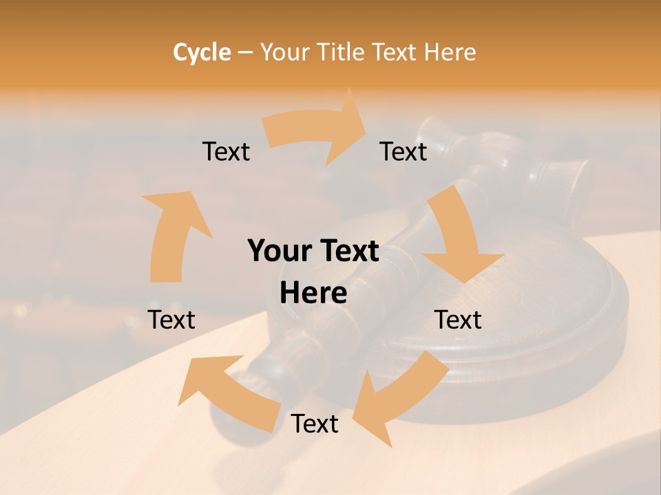 A Judge's Gaven Sitting On Top Of A Table In Front Of A PowerPoint Template