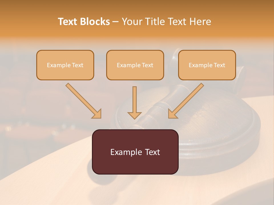A Judge's Gaven Sitting On Top Of A Table In Front Of A PowerPoint Template