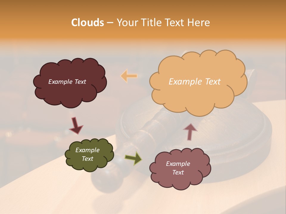 A Judge's Gaven Sitting On Top Of A Table In Front Of A PowerPoint Template
