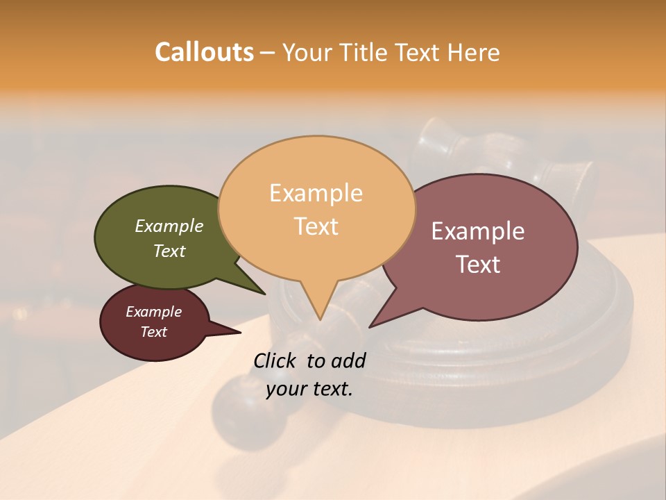 A Judge's Gaven Sitting On Top Of A Table In Front Of A PowerPoint Template