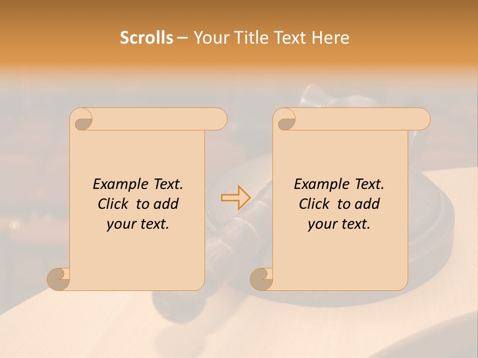 A Judge's Gaven Sitting On Top Of A Table In Front Of A PowerPoint Template