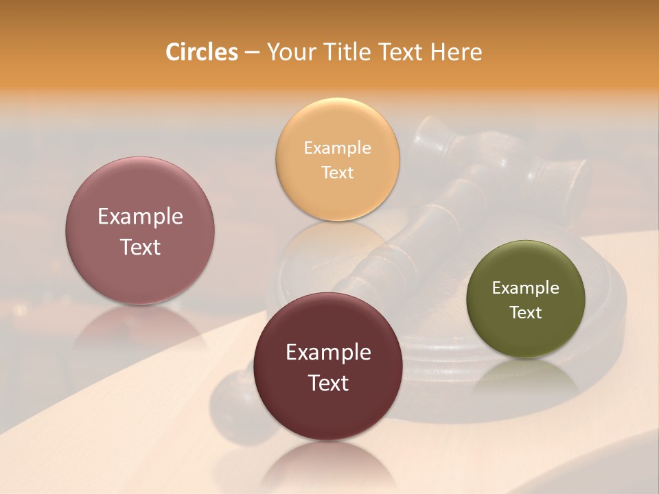 A Judge's Gaven Sitting On Top Of A Table In Front Of A PowerPoint Template