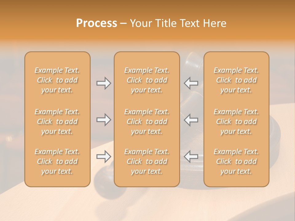 A Judge's Gaven Sitting On Top Of A Table In Front Of A PowerPoint Template