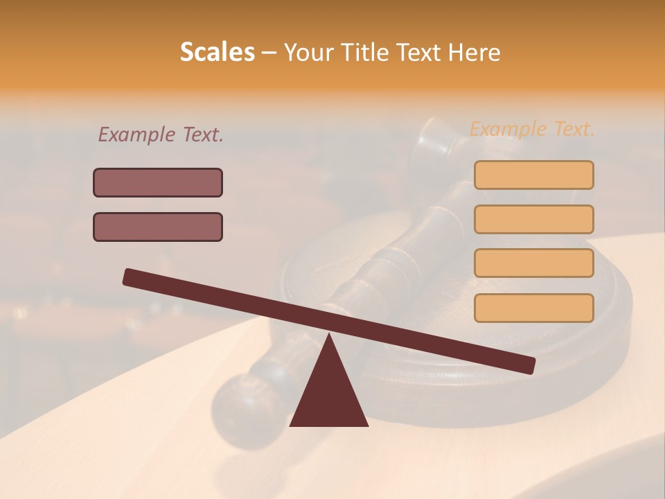 A Judge's Gaven Sitting On Top Of A Table In Front Of A PowerPoint Template
