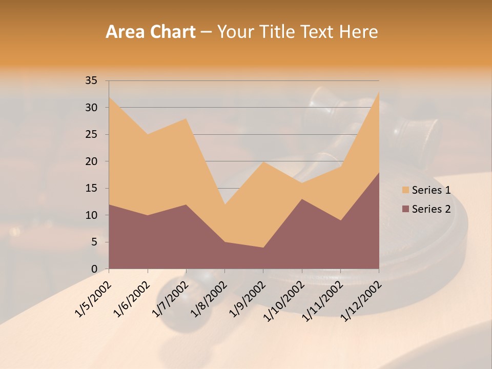 A Judge's Gaven Sitting On Top Of A Table In Front Of A PowerPoint Template