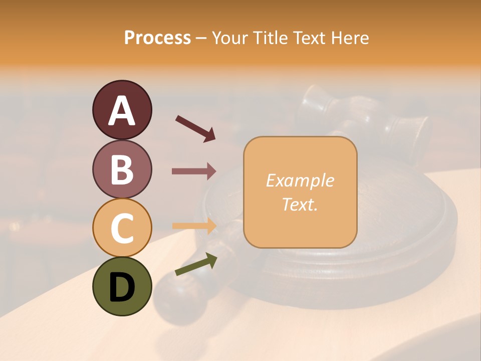 A Judge's Gaven Sitting On Top Of A Table In Front Of A PowerPoint Template