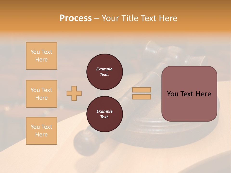 A Judge's Gaven Sitting On Top Of A Table In Front Of A PowerPoint Template