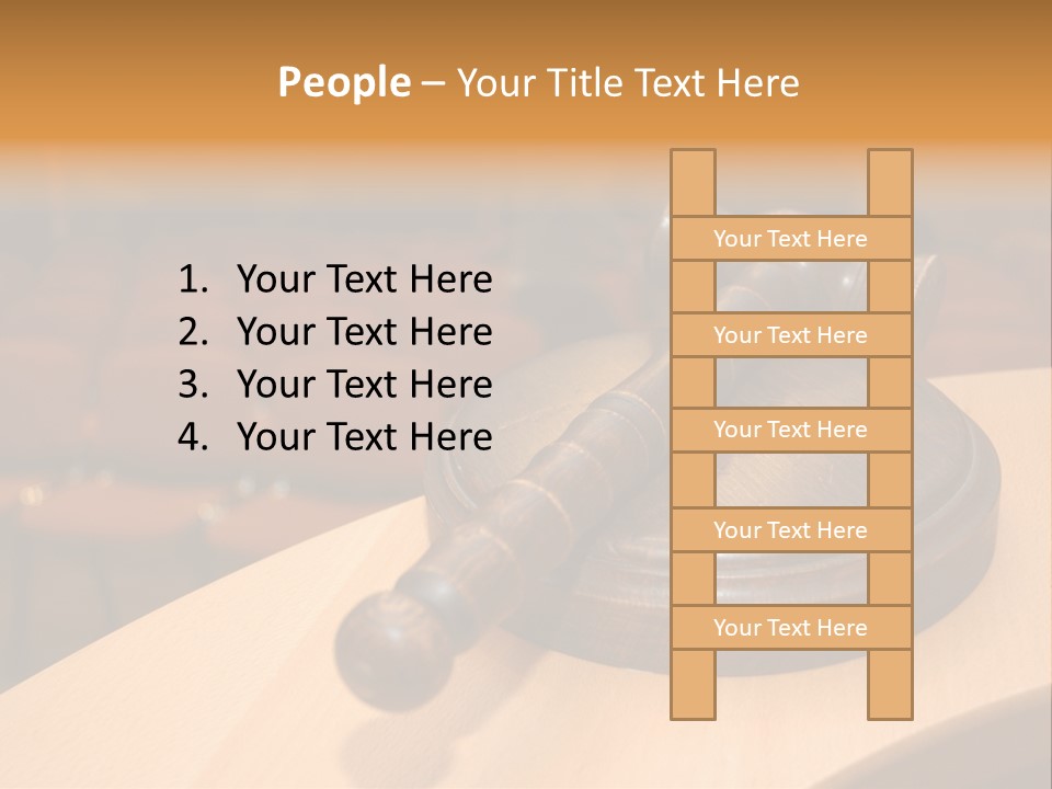 A Judge's Gaven Sitting On Top Of A Table In Front Of A PowerPoint Template