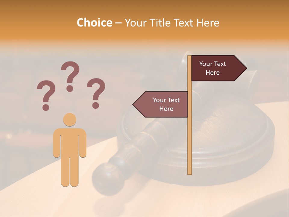 A Judge's Gaven Sitting On Top Of A Table In Front Of A PowerPoint Template