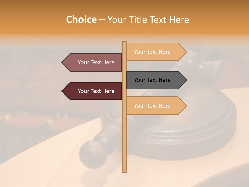A Judge's Gaven Sitting On Top Of A Table In Front Of A PowerPoint Template