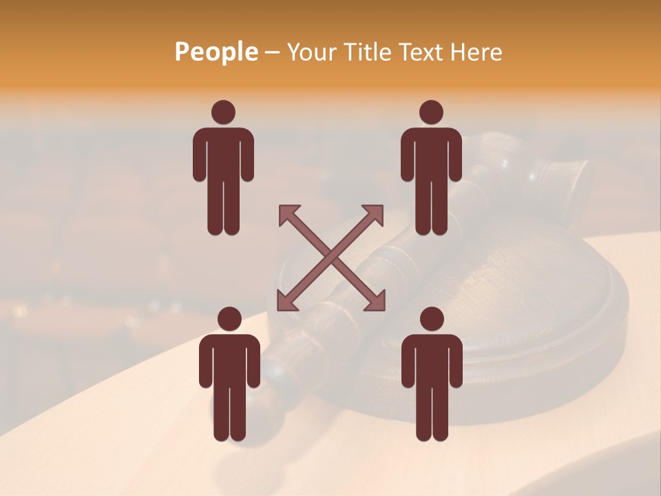 A Judge's Gaven Sitting On Top Of A Table In Front Of A PowerPoint Template