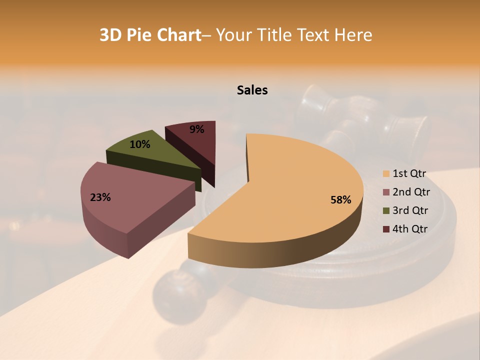 A Judge's Gaven Sitting On Top Of A Table In Front Of A PowerPoint Template