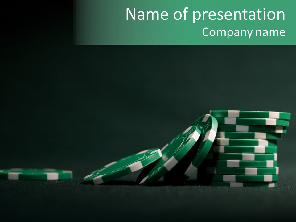 A Pile Of Green And White Poker Chips PowerPoint Template