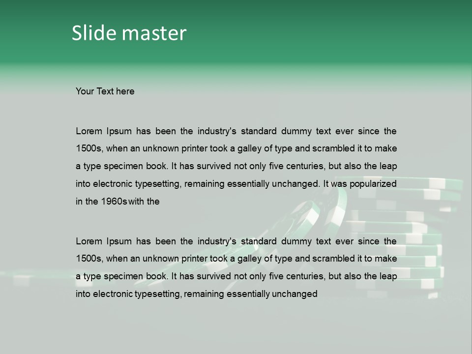 A Pile Of Green And White Poker Chips PowerPoint Template