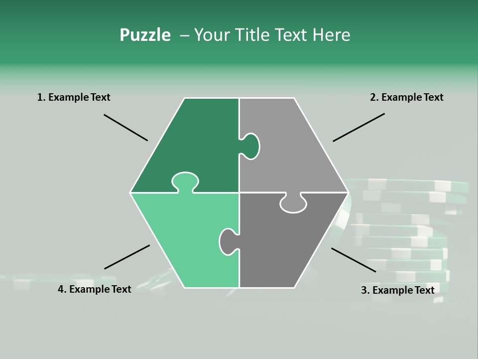 A Pile Of Green And White Poker Chips PowerPoint Template