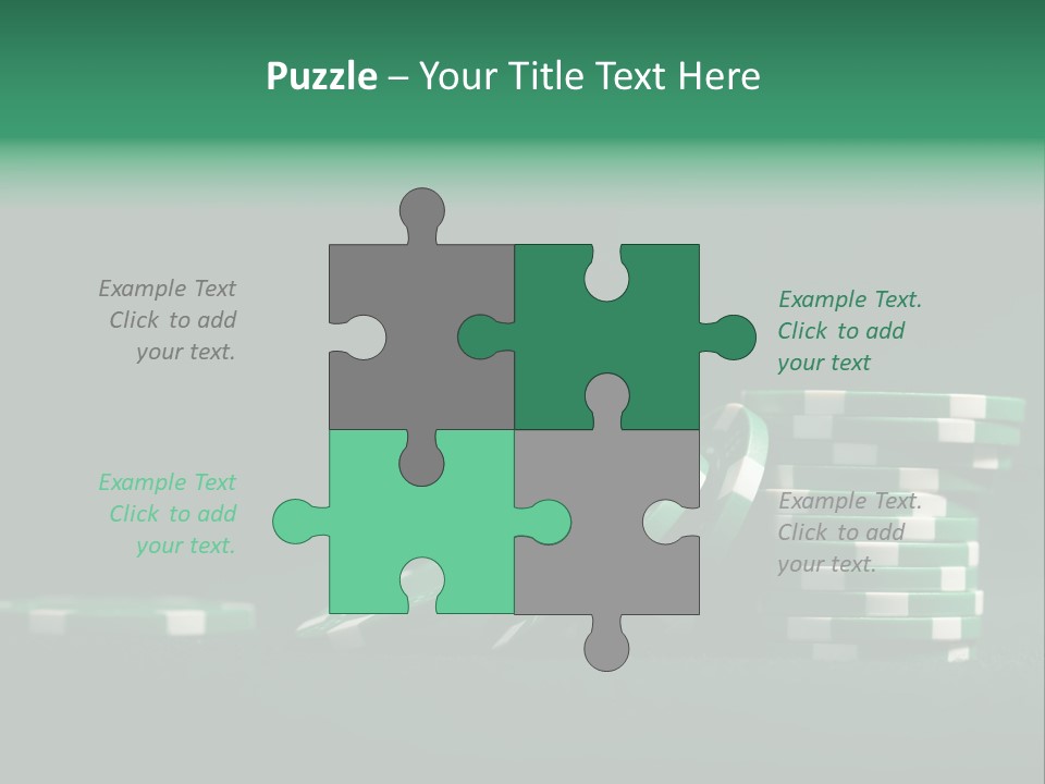 A Pile Of Green And White Poker Chips PowerPoint Template