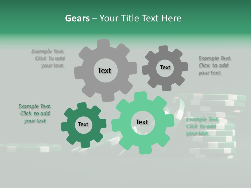 A Pile Of Green And White Poker Chips PowerPoint Template