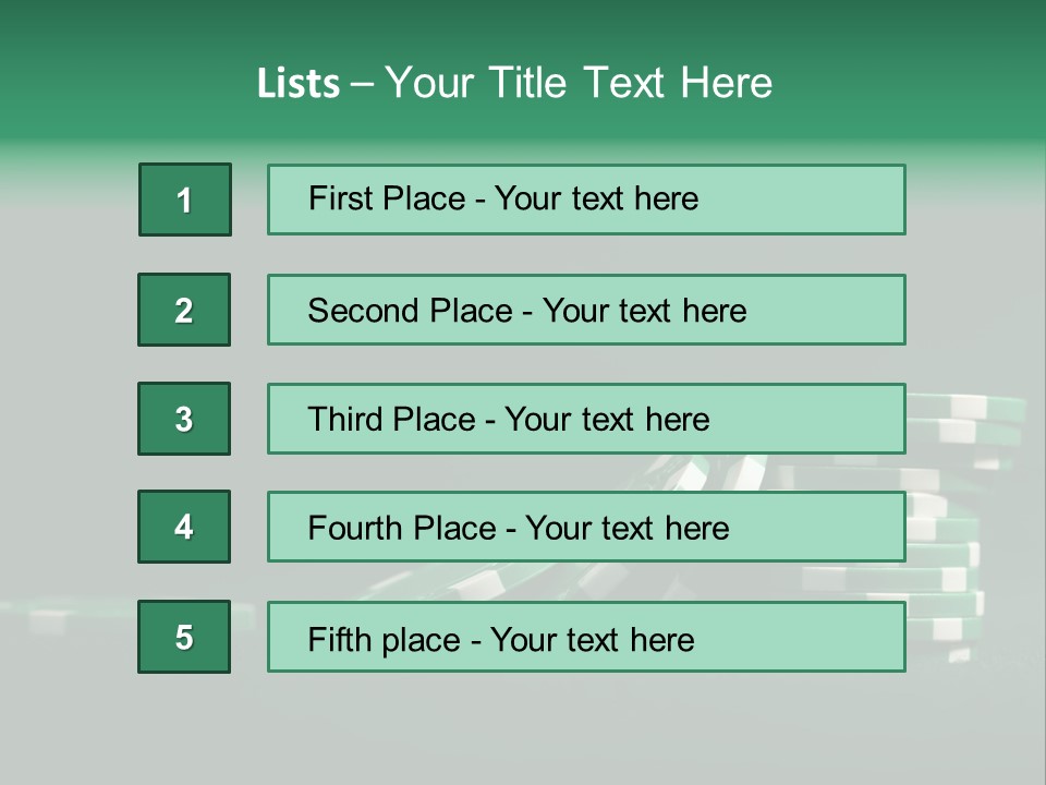 A Pile Of Green And White Poker Chips PowerPoint Template