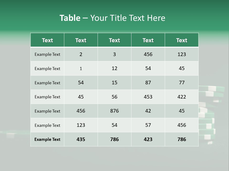 A Pile Of Green And White Poker Chips PowerPoint Template