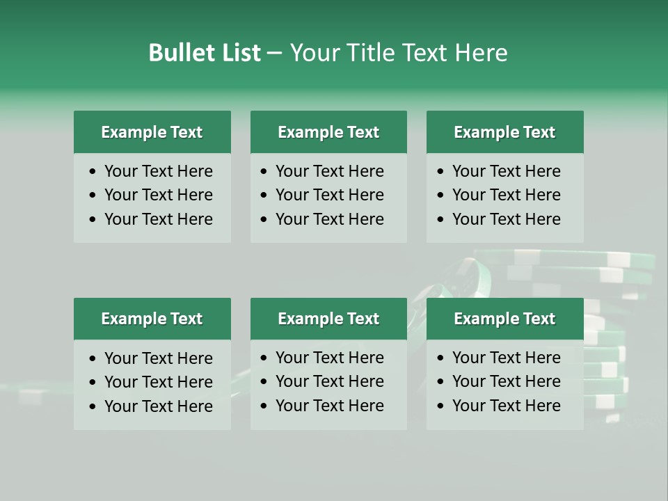 A Pile Of Green And White Poker Chips PowerPoint Template