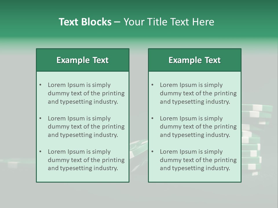 A Pile Of Green And White Poker Chips PowerPoint Template