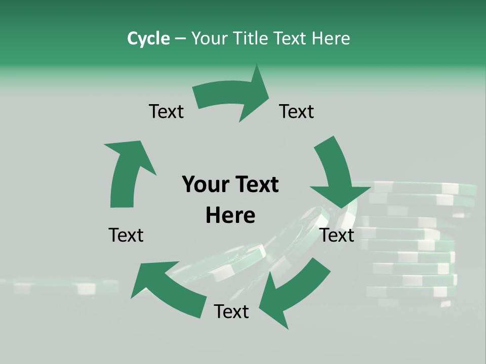 A Pile Of Green And White Poker Chips PowerPoint Template