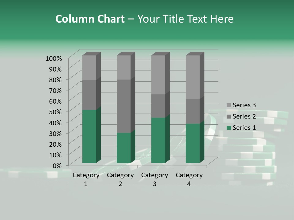 A Pile Of Green And White Poker Chips PowerPoint Template