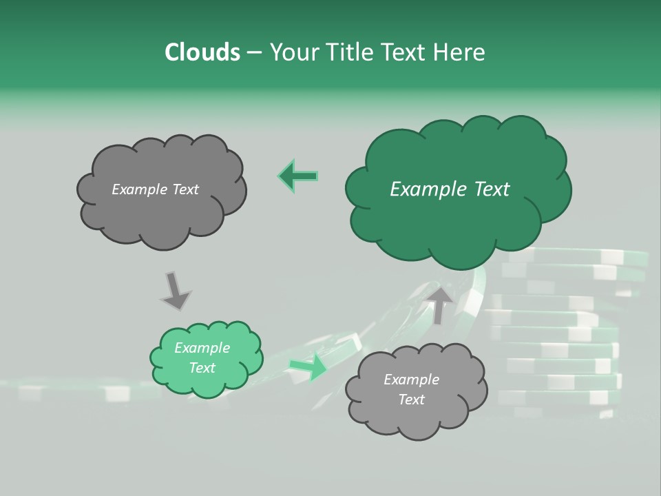 A Pile Of Green And White Poker Chips PowerPoint Template