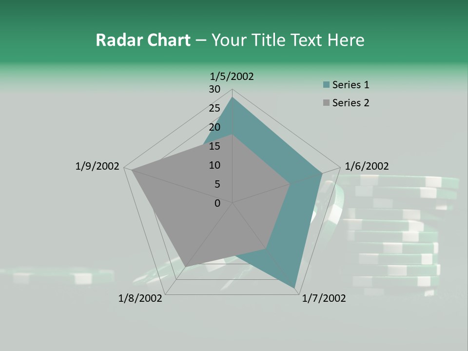 A Pile Of Green And White Poker Chips PowerPoint Template