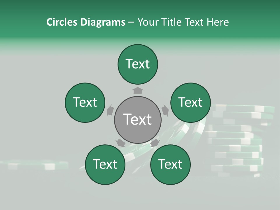 A Pile Of Green And White Poker Chips PowerPoint Template